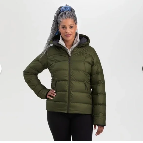OUTDOOR RESEARCH Women's Coldfront Down Hoodie Jacket Khaki Small Lightweight - Picture 10 of 11
